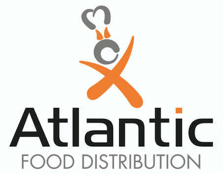 Logo of Atlantic Food Distribution with an orange and grey motif.
